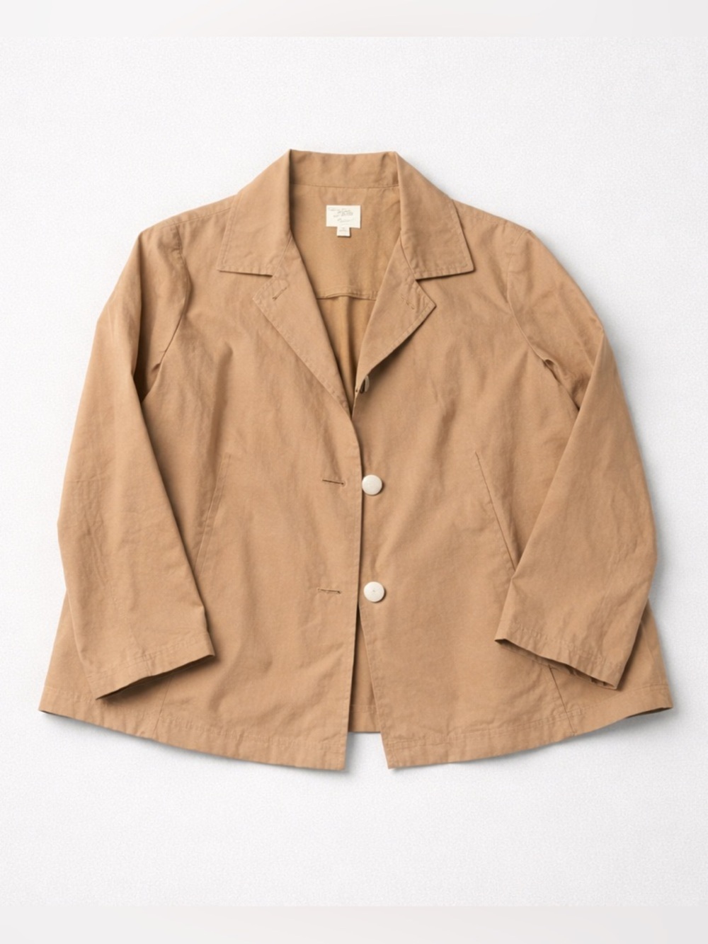 J.Jill Tan Two Button Light Jacket Lapels Classic Staple Capsule Work Wear